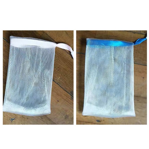 BUGUUYO 2pcs Exfoliating Soap Saver Pouch Net Cleanser Handmade Soap
