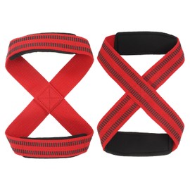 PATIKIL Figure 8 Lifting Strap, 2 Pack Anti-Skid Weightlifting Wrist Wraps Dead Lift Padded Grips 8 Loop Weight Lifting Straps for Fitness Power Strength Training, Red, M