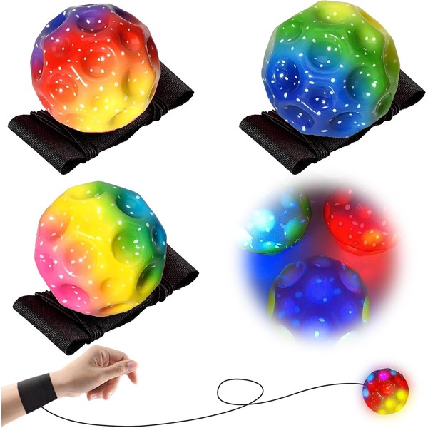 LUKIUP Pack of 3 Flashing Light Astro Jump Ball, Flashing