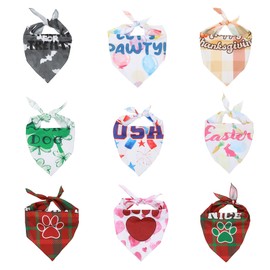 Holiday Pet Bandana Set - 9 Festive Bandanas for Dogs and Cats-Small