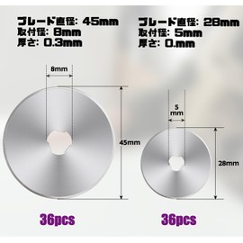 Socpuro Rotary Cutter Replacement Blades, 1.1 & 1.8 inches (28 mm) & 1.8 inches (45 mm), Set of 36, Rotary Cutter, Includes Case, Large Capacity, Round Blades, Cloths, Fabrics, Dressmaking, Crafting