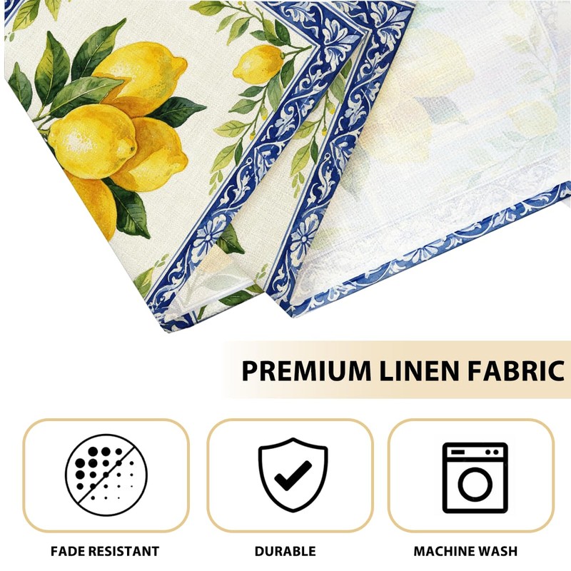 Mediterranean Lemon Placemats Set of 4, Indoor Outdoor Home Table