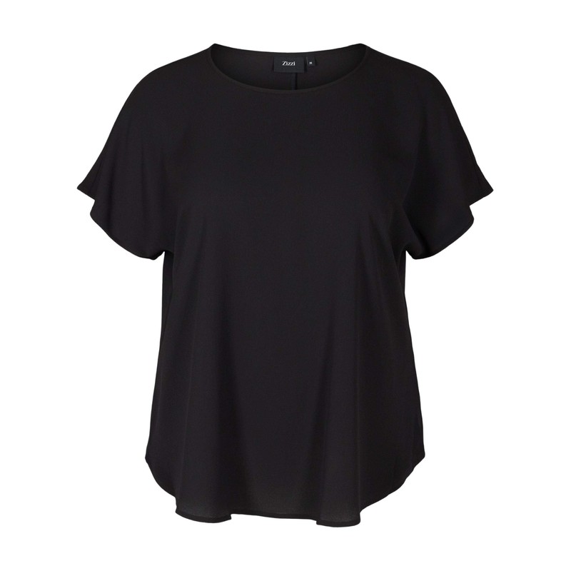Zizzi Large Sizes Women's Short Sleeve Blouse with Crew Neck