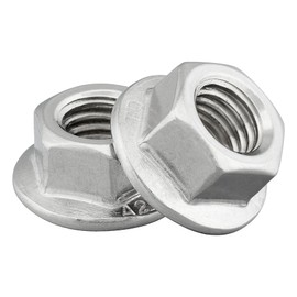 Flange Nut with Locking Toothing According to DIN 6923 / Stainless Steel A2, V2A / Hex Nut with Flange and Locking Toothing, Collar Nut (Pack of 10, M10)