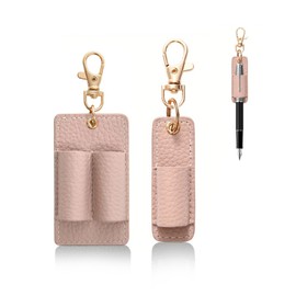 Pokmill Pen Holder Set of 2 Lanyard Pen Holder PU Leather Anti-lost Pen Pen Holder with Metal Clip Increases Usage Space Pen Storage Easy to Carry for Students Nurses (Pink)