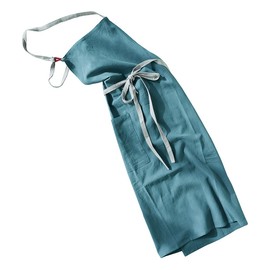 Anyasun Linen Apron, Bib Apron, Caf Style, Simple, Stylish, Natural, Scandinavian, Solid Color, Hides Bum, With Pockets, Unisex, 07 lake blue