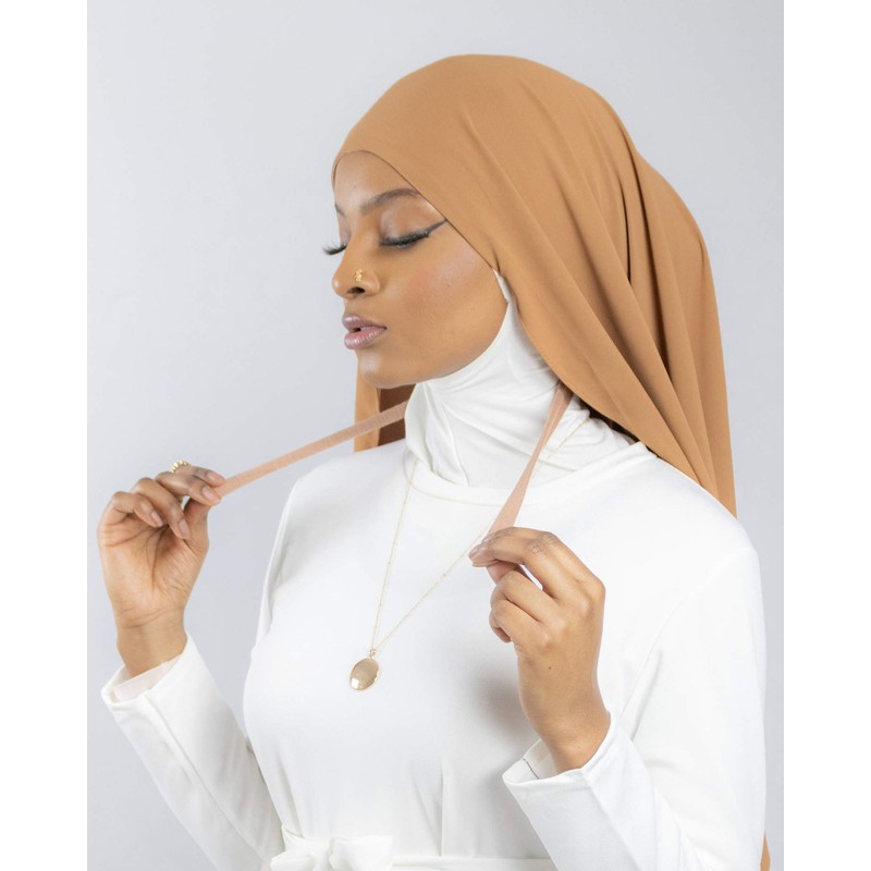 HE700 Women's Luxury Medine Silk Pull-On Hijab with Knot Hat,