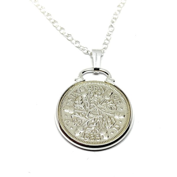 OCC Old Coin Cufflinks Cinch Pendant 1935 Lucky sixpence 90th