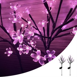 SKD Sakura Solar Garden Light, Illumination, Recessed Outdoor, Zero Electricity Bill, LED, Waterproof (Pink, 1 Set of 2)