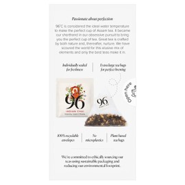 96° Indian Chai - 20 Pyramid Tea Bags, Individually Wrapped, Strong, Spiced and Aromatic, Biodegradable Plant-Based Bags