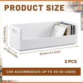 CroBlissful 2 Set Wooden CD Storage Box Holder Shelf Cassette Tape Display Racks with Carrying Handles, Organizer Shelf for Movie Cases, DVDs, Each Set Can Store up to 36 Pcs CDs (White)