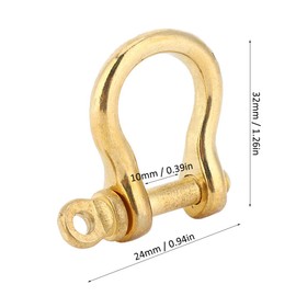 Haosie 2pcs Brass Shackle, 10mm/0.39in Anchor Shackle, Small Solid U Shackle D Type Screw Pin Joint Connect for Key Chain Key Fob Bracelet DIY Leather Craft Accessories