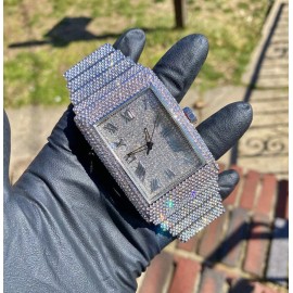 ICEDTAG Mens Full Iced Bling Out Luxury Silver Simulated Diamond Heavy Watch, Barcelet - Watch Only