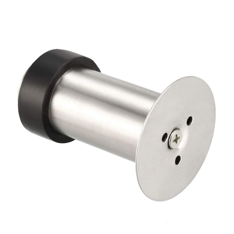 sourcing map Door Stopper Cylindrical Floor Mount Stop Brushed Stainless