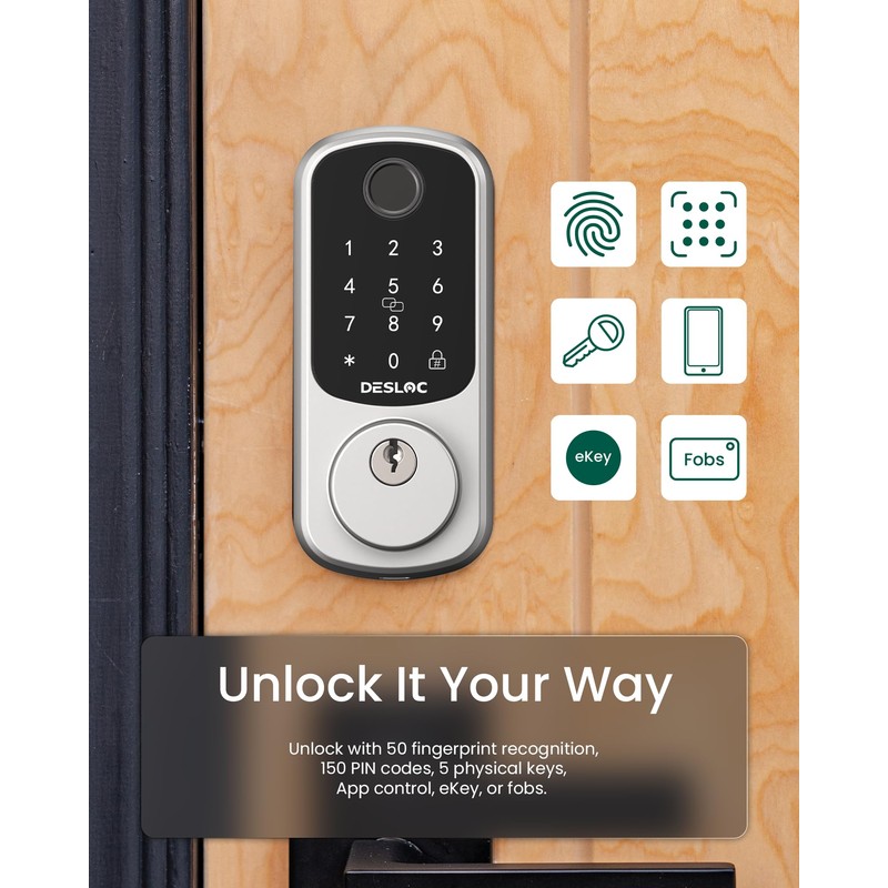 DESLOC Smart Door Lock B200, Smart Deadbolt Lock, Keyless Entry