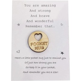 GANPUB A Little Pocket Hug | Wooden Heart Little Hug Token Keepsake | a Hug Gift | I Love You Gifts | Cute Little Missing You Gifts from him or her Collectible Figurines Home Décor Accents