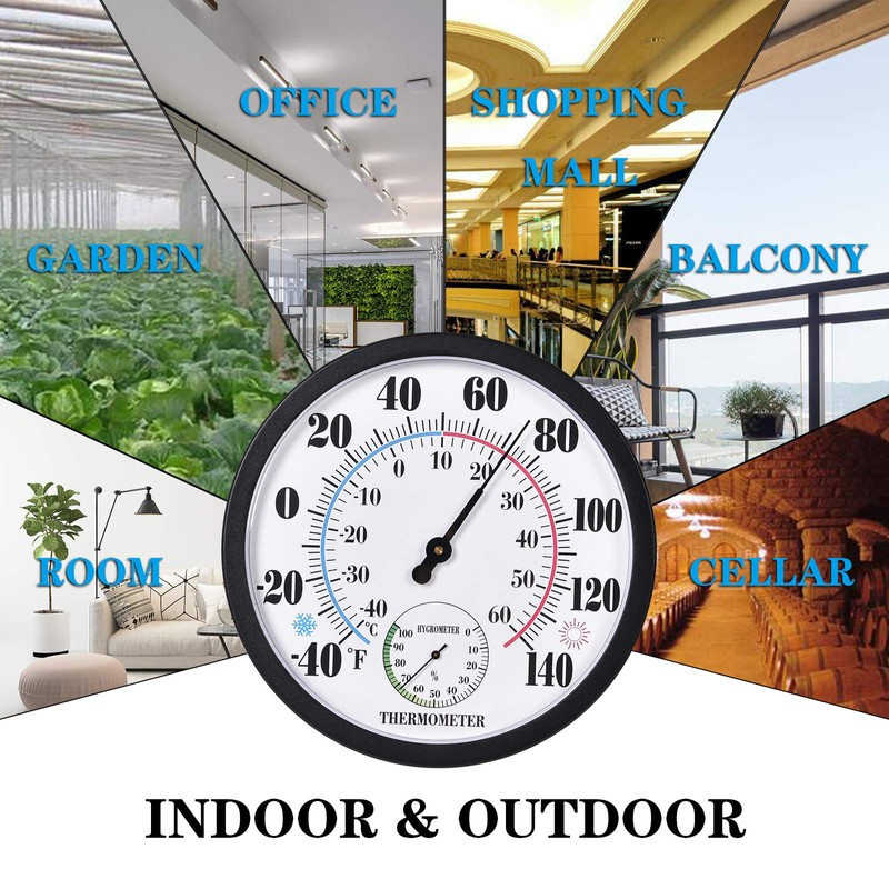 Indoor Outdoor Thermometer Large Waterproof Wall Patio Weather Thermometer No