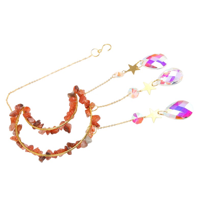 Moon Wind Chimes Bright Crystal Hanging Pendant Window Decoration for