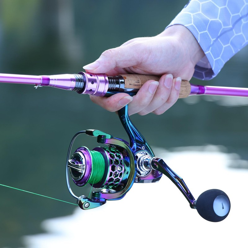 Sougayilang Spinning Rod Reel Combos,Colorful Two Pieces Spinning Pole with