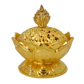 Buddha Lotus Flower Zinc Alloy Metal Incense Burner Incense Holder Censer for Stick/Cone/Small Coil Incense