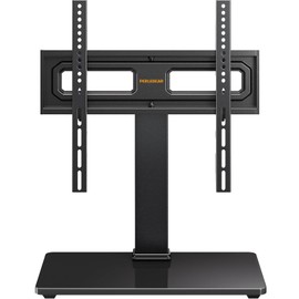 Perlegear TV Stand Mount, Universal Swivel TV Stand for 32–65 Inch LCD/LED/OLED TVs up to 88 lbs, TV Legs with Tempered Glass Base, Height Adjustable TV Base Stand with Tilt, Max VESA 400x400mm