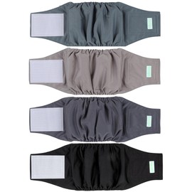 wegreeco Belly Bands for Male Dogs, (4 Pack) of Washable Male Dog Diapers, Super Absorbent Dog Belly Band (Green, Brown, Black, Grey, Large)
