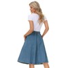 KANCY KOLE Women Casual Jean Skirts Mid Length Drawstring A-Line