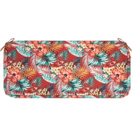 IN4 Care Patio Bench Cushion Covers for Outdoor Furniture with Ties, Water Resistant Loveseat/Settee Cushion Slipcover 42x18x3 Inch for Swing Porch Garden (Replacement Cover Only)-Chili Red Floral