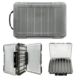 Jemey Fishing Bait Box, 27 x 18 x 5 cm, Double-Sided Bait Box Fishing with Carry Handle, 14 Compartments, Hardbait Box, Tackle Box for Hardbaits, Wobbler, Rubber Bait, Fishing Accessories