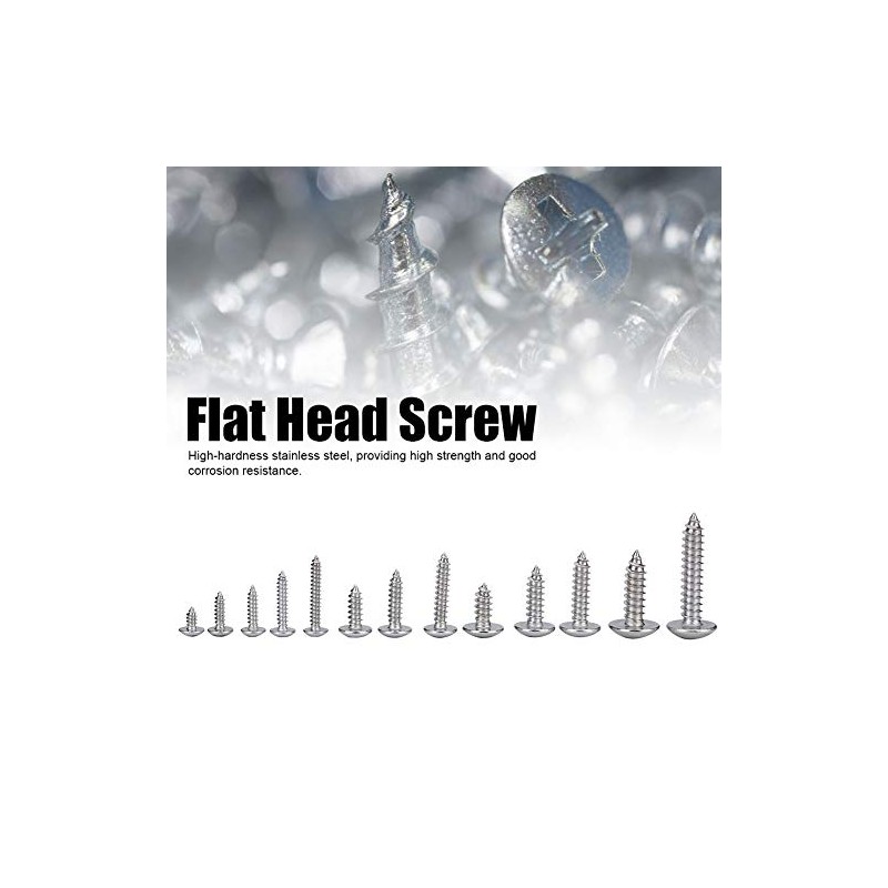 180 Pieces M3 M4 M5 M6 Stainless Steel Flat Head