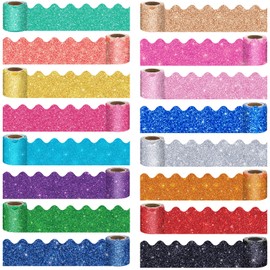 Qeeenar 16 Rolls 263 ft Bulletin Board Borders Scalloped Border Trim Colorful Bulletin Board Strips Classroom Decoration Strips Decorative Poster for School Decor(Cute Color)