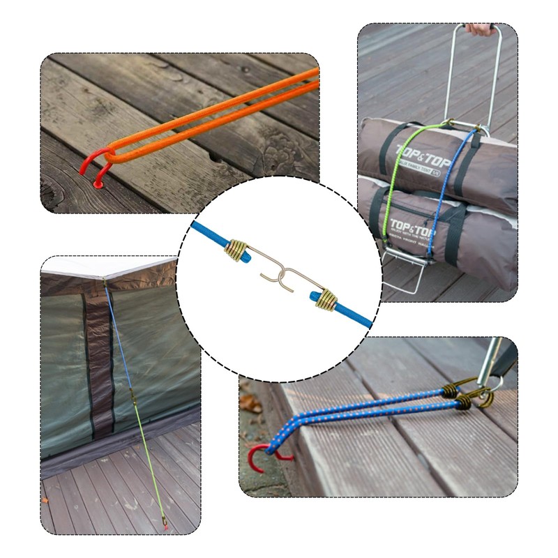 Bailinks 10" (25cm) Bungee Cords With Hooks, 10 Pack Mini-Rope