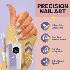 M – Ying Yang Brushless Nail Drill 35K RPM | Pro Cordless Efile 85W | Rechargeable USB-C Fast Charging | Portable Aluminum Alloy Shell | Quiet Low Vibration Tool for Acrylic Gel Nails (Rose Gold)