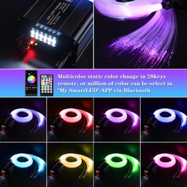 AMKI 450pcs 0.03in 9.8ft Twinkle Starlight Headliner Kit, Updated 2 in 1 Twinkle+Meteor Fiber Optic Light Box RGBW Sound Activated Mode for Car& Home Decoration, 240pcs Pure White Shooting Star