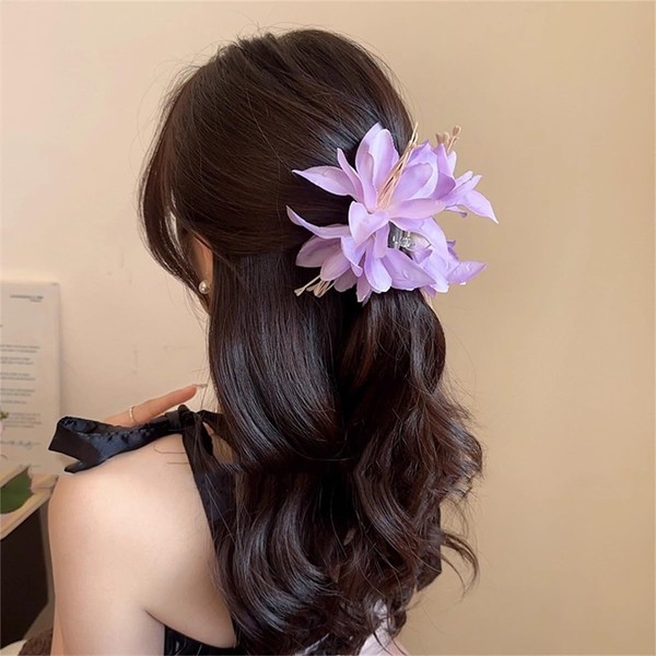 Fashionable Faux Flower Hair Accessory, Purple, Elegant And Fashionable, a
