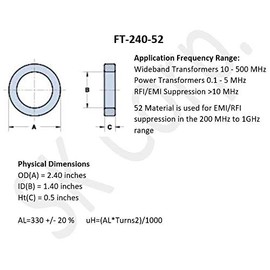 FT-240-52 Ferrite Toroid Core | 52 Material