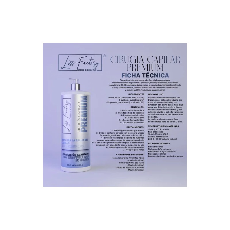 Kit Cirugía Capilar Liss-factory 500ml Shampoo Post 500ml