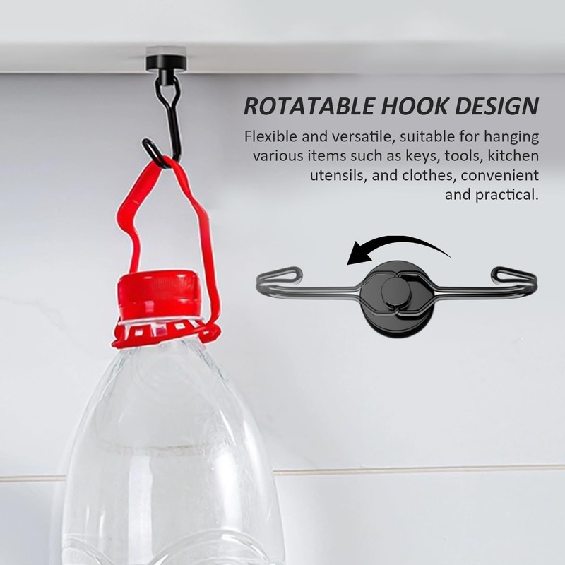 HDGSAFD Pack of 6 magnetic hooks, magnetic coat hooks, rotating
