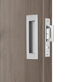 Dontay Sliding Pocket Door Handles, 304 Stainless Steel Non Locking Pocket Door Hardware, Recessed Flush Finger Pulls, Heavy Duty Edge Pull with Pop Out Ring Pull (Satin Nickel (1 Set), 6 inch)