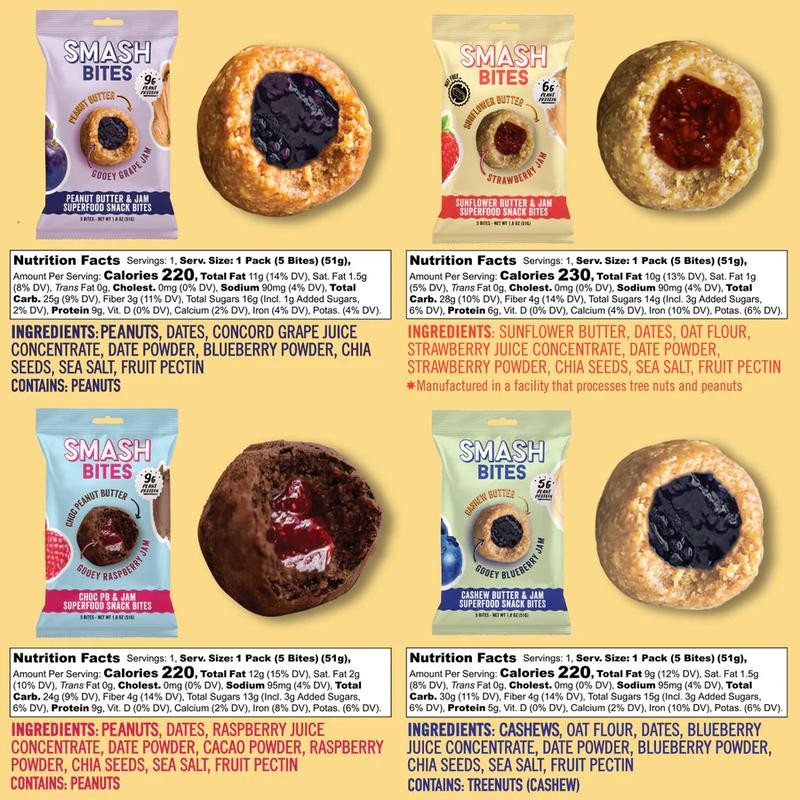 CHIA SMASH Bites Only Variety 8-Pack – Peanut Butter, Chocolate,