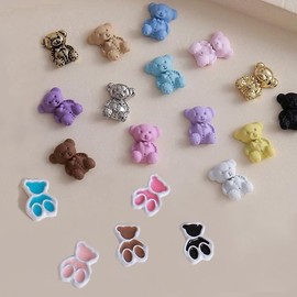 Owner Clan Nail Art Pastel Color Teddy Bear Character Charms 5-Piece Pack 24 Types / 네일아트 파스텔 컬러 곰돌이 케릭터파츠 5개입 24종