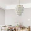 Topaluce 5-Tiered Boho Chandelier 3-Light White Fringe Pendant Hanging Light
