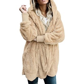 Dokotoo Women's Cozy Fuzzy Fluffy Fleece Anorak Coat Khaki XX-Large