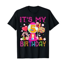 Its My 5th Birthday Candy Candyland Birthday Girl 5 Year Old T-Shirt