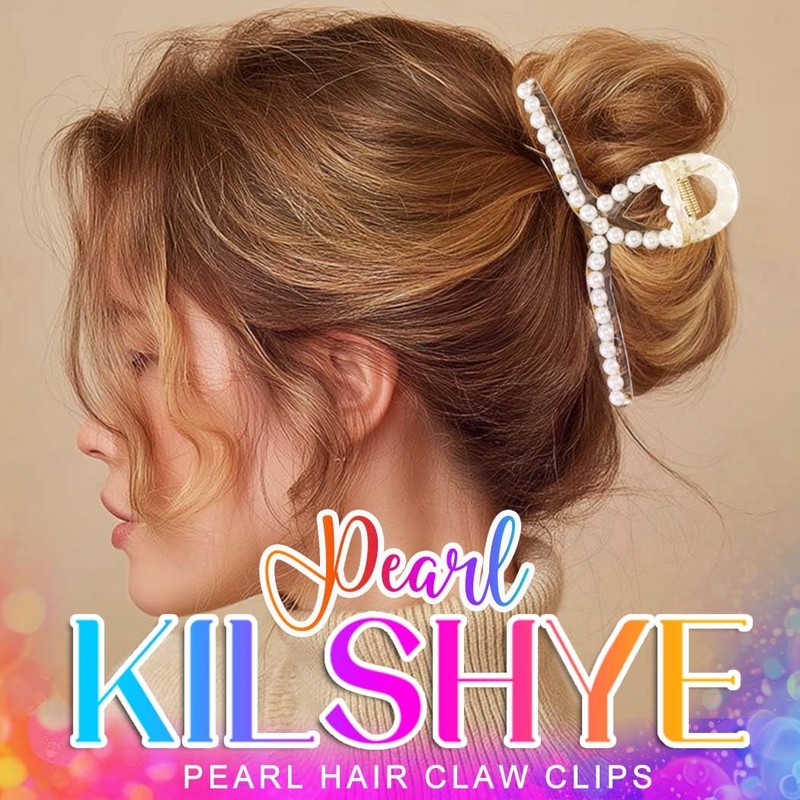 Kilshye Pearl Hair Claw Clips Medium Hair Jaw Clamps Styling