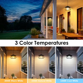 Solar Shed Light Outdoor Indoor, Ultra Bright 3000LM 5 Modes (Daytime Available) Lamp with 3 Color Temps Dual Motion Sensor Remote,Auto On Off Hanging Pendant Lights for Gazebo Barn Garage Shop, 2Pack