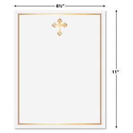 Current Golden Cross Faith Decorative Letter Paper-Religious Stationery Papers, Printable Confirmation, Communion, Baptism, Wedding, & Easter Cards,Christian Letterhead Sheets,Set of 25, 8 1/2" x 11"