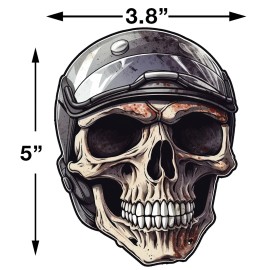 StickerSector Motorcycle Skull Stickers 2 Pack - Biker Harley USA Car Truck Vinyl Decal CL1042