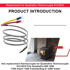 BKIFU 812-0210 Thermocouple Replacement for Quadrafire Heatilator Fits Quadrafire 800, 1000, 1100i Insert, 1200 Freestanding & 1200i Insert Parts, Quadrafire Pellet Stove thermocouple Parts