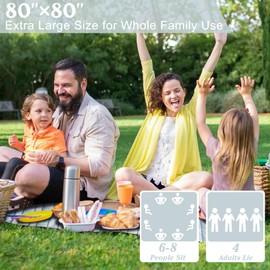 Large Picnic Mat, Outdoor Camping Mat, Tent Mate. Easy to Carry and Store, Water-Resistant, Dust-Proof Sand-Proof, Machine Washable. Thickened. For Picnics, Lawns, Concerts, Outdoor Adventures.